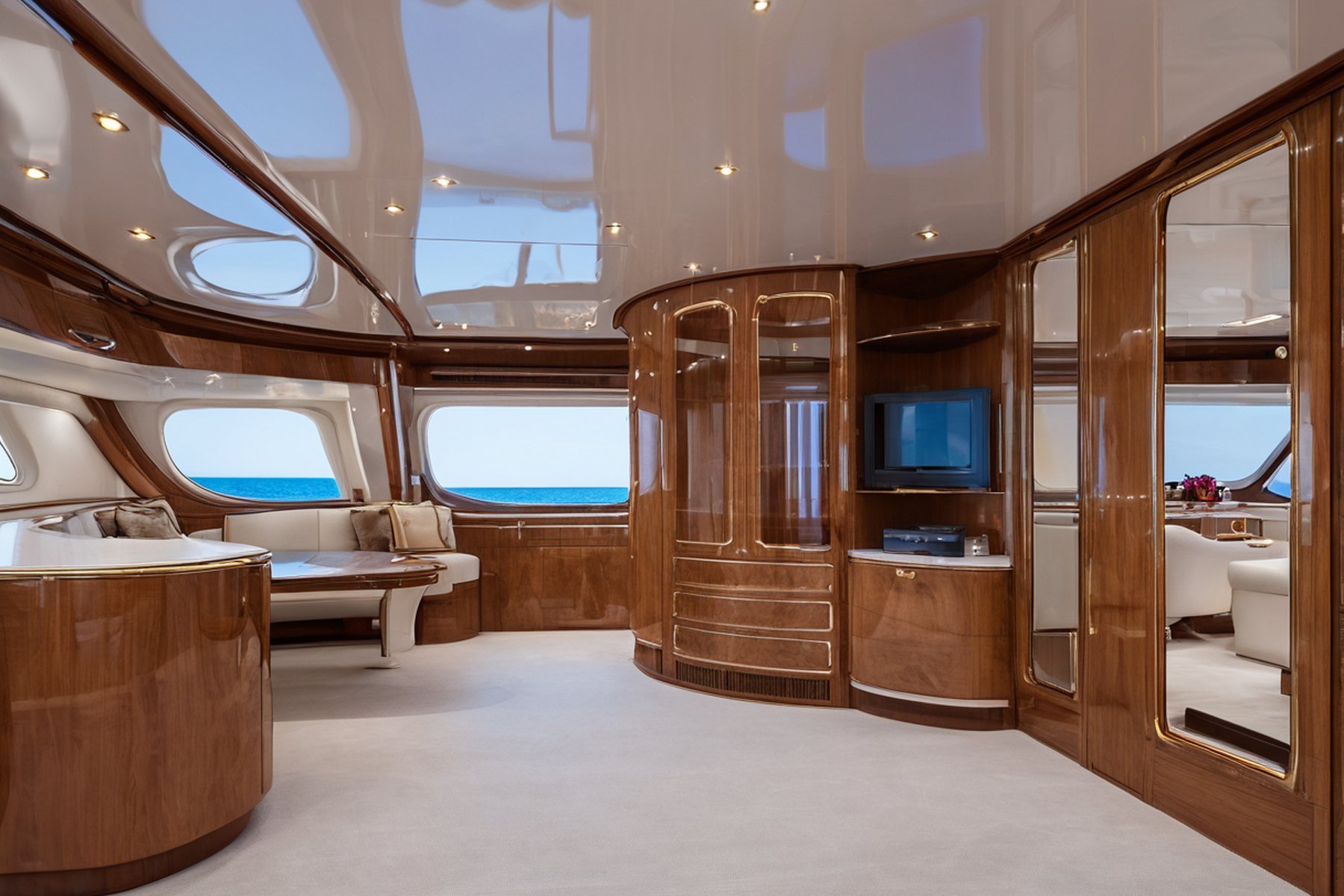 classic yacht main saloon interior marine fixing detail by Modenese Gastone