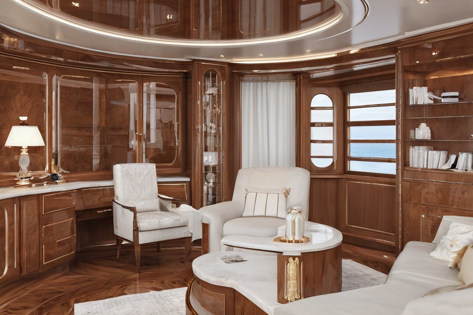 luxury yacht interior design FAQ shipping plan desk by Modenese Gastone
