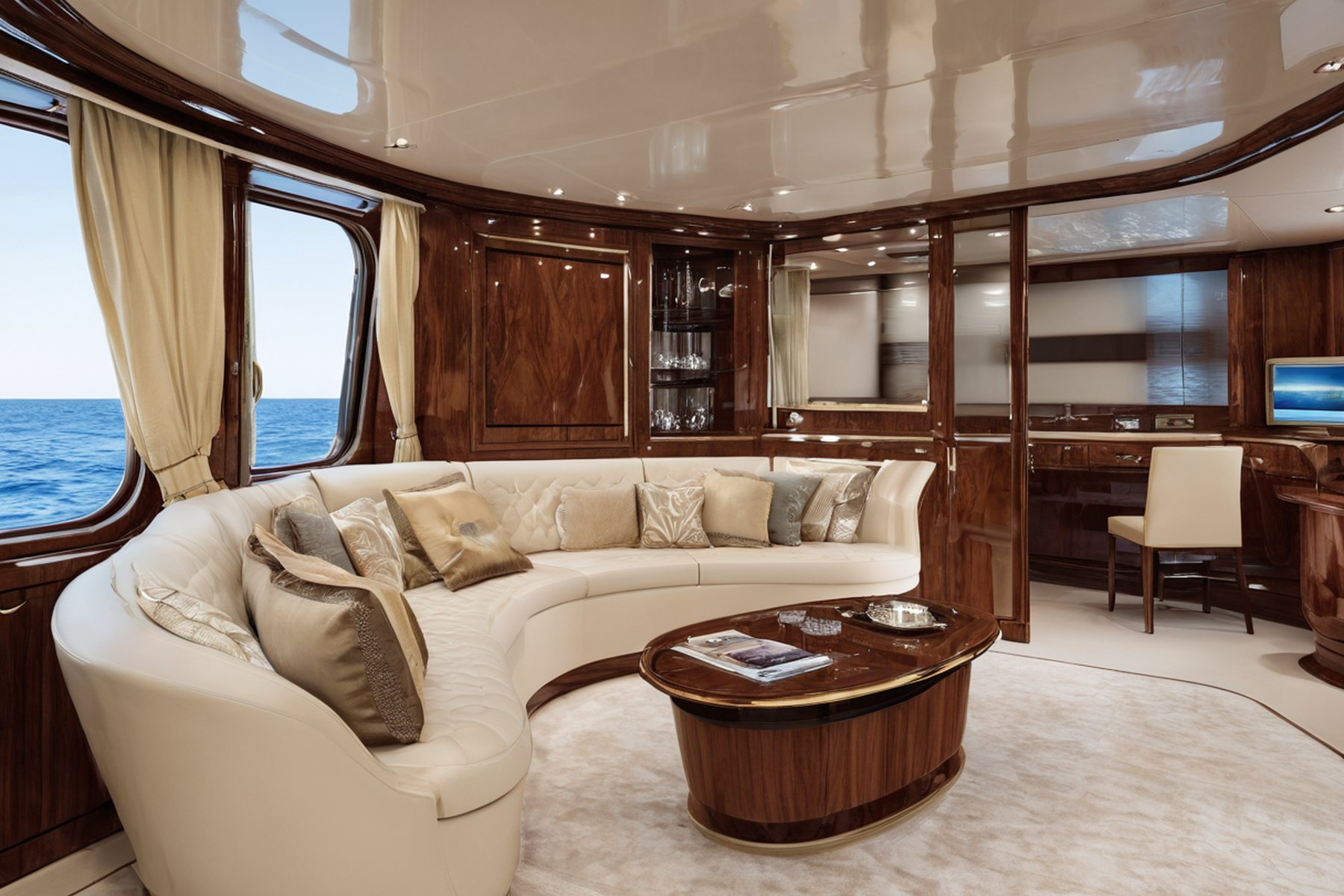 luxury yacht interior design ocean window sofa by Modenese Gastone