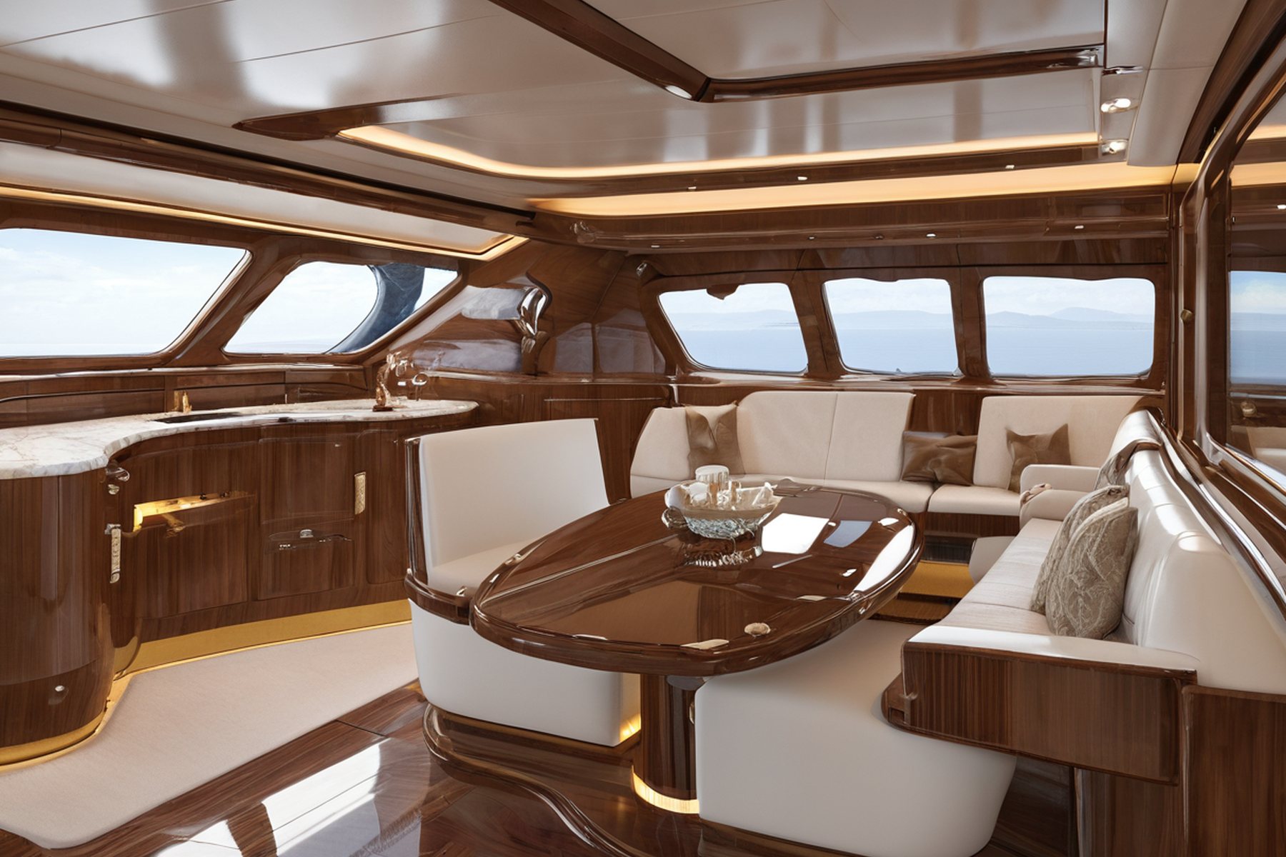 luxury yacht interior design panoramic sky lounge by Modenese Gastone