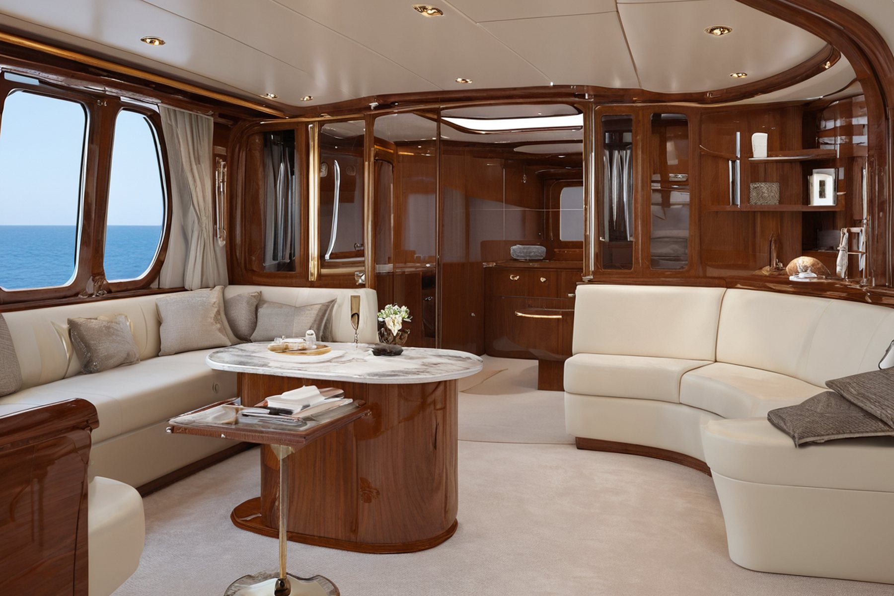 luxury yacht interior design services concept review table by Modenese Gastone