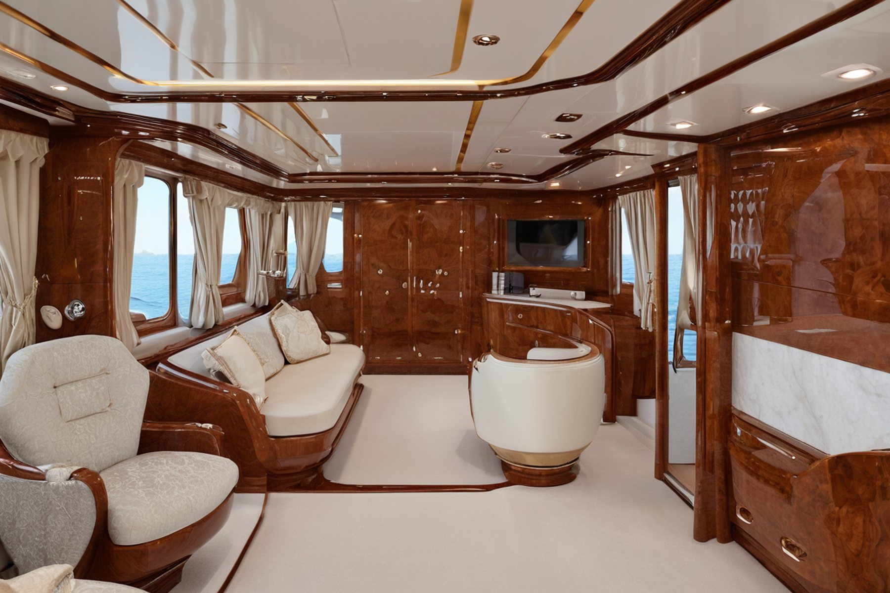 luxury yacht interior design services full room layout by Modenese Gastone