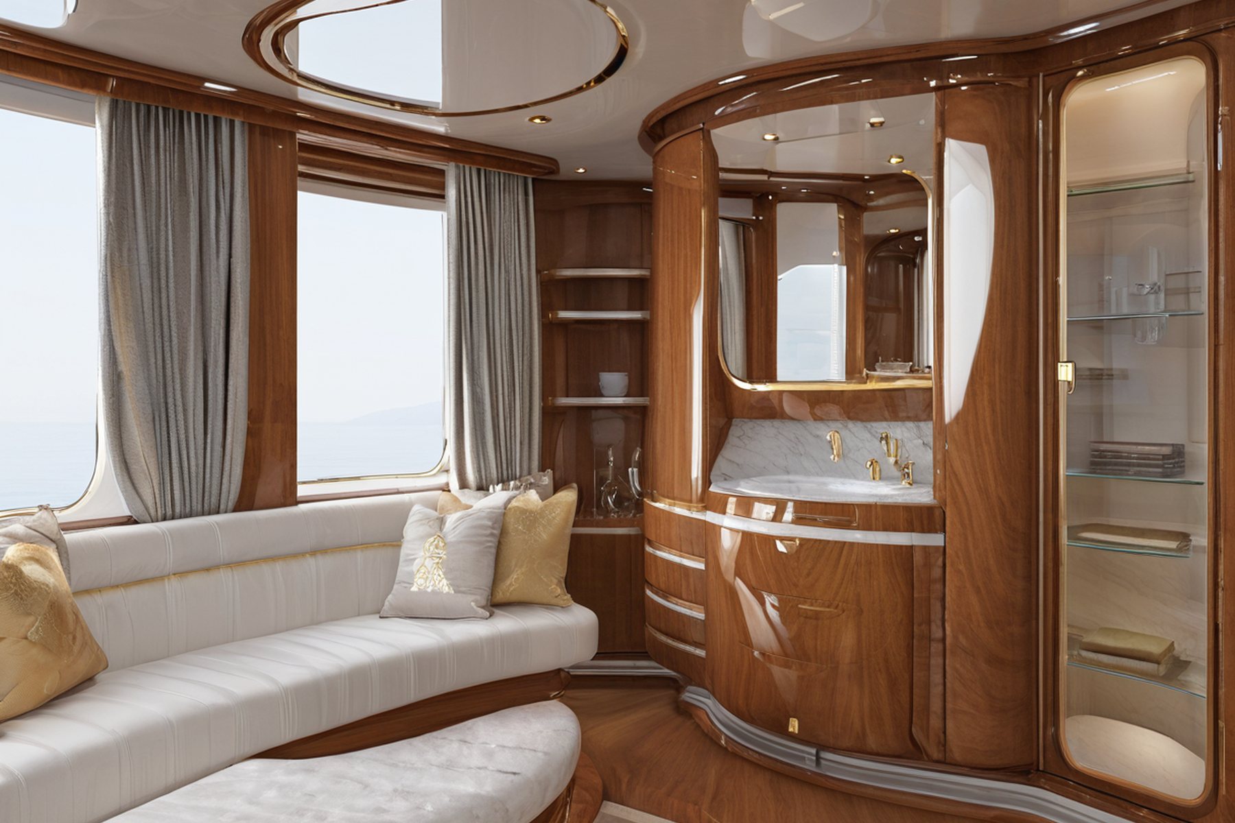 superyacht owner's suite interior compact vanity zone by Modenese Gastone
