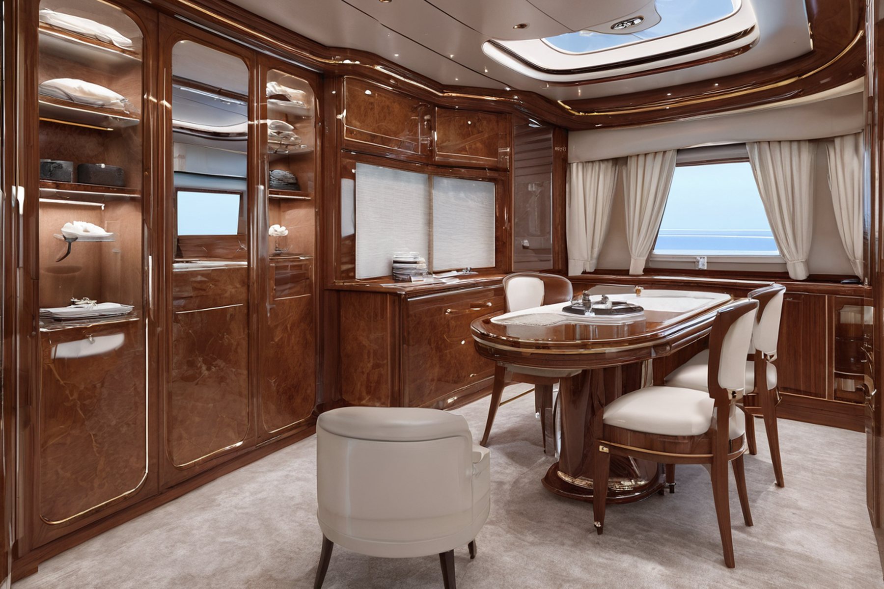 yacht interior design process drawing review table by Modenese Gastone
