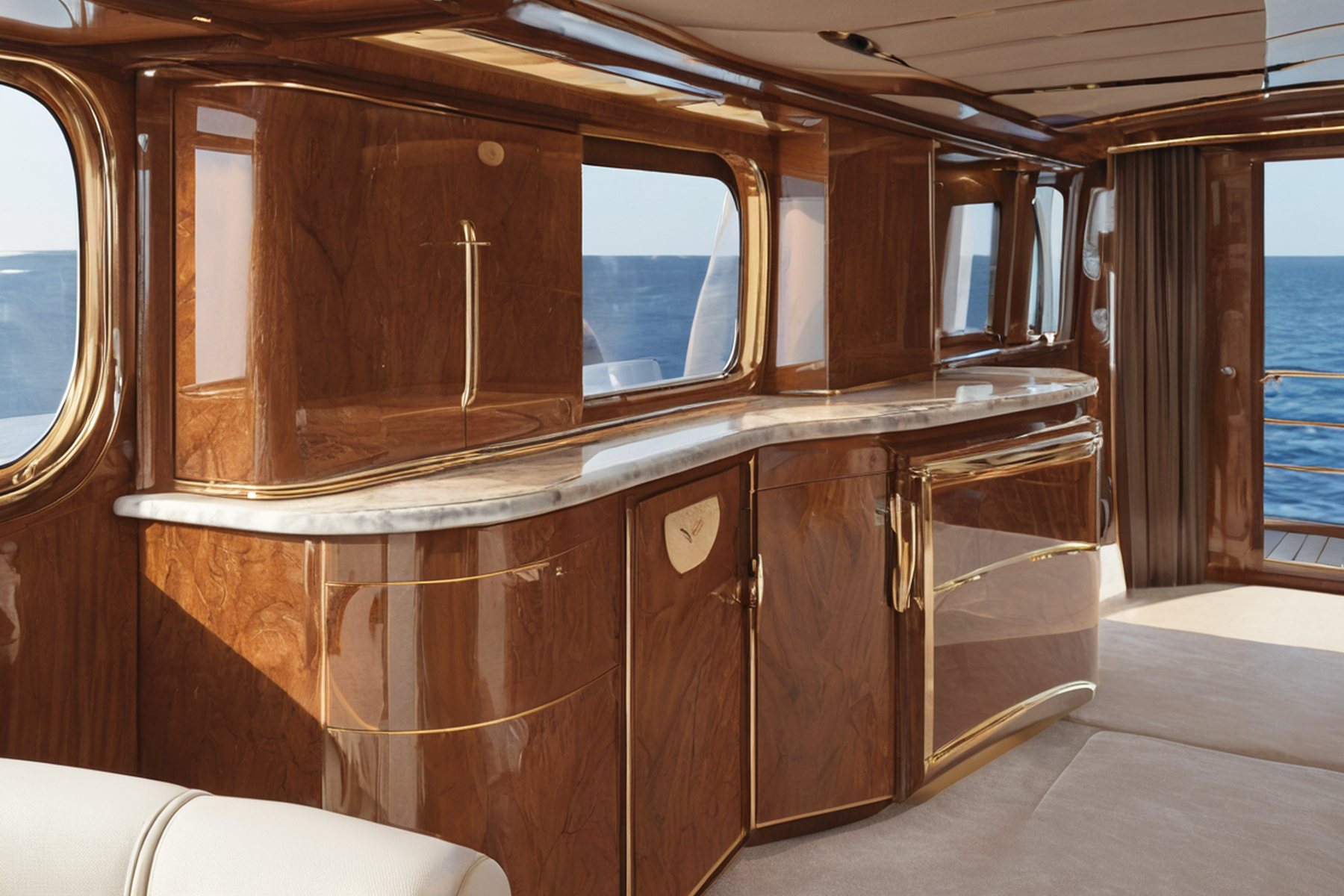 yacht interior materials gold leaf closeup by Modenese Gastone