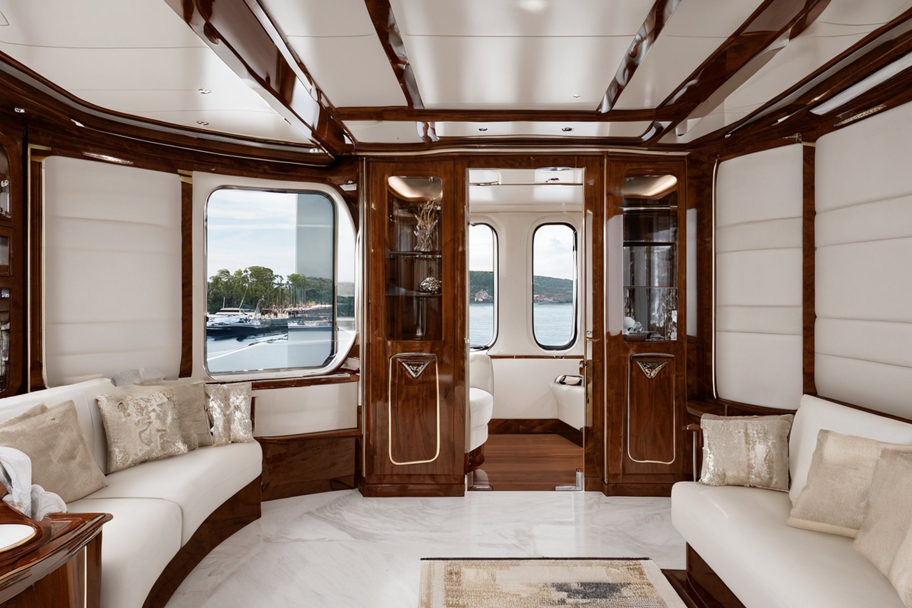 yacht interior materials wood and marble samples by Modenese Gastone